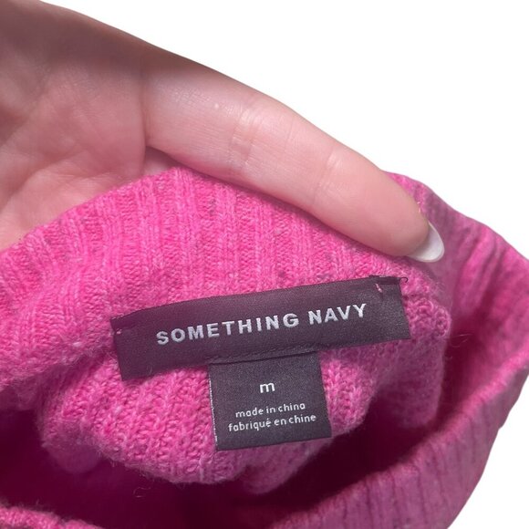 Something Navy Pink Flecked Crew Neck Sweater | Medium - Picture 2 of 6